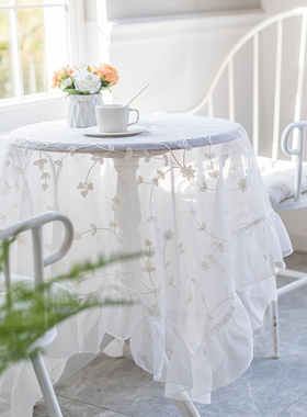 白色蕾丝茶几盖布法式绣花花边桌布复古餐桌布甜品台田园风装饰