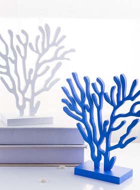 地中海风格木质珊瑚树装饰品一套新房摆设家居婚庆礼品海洋风