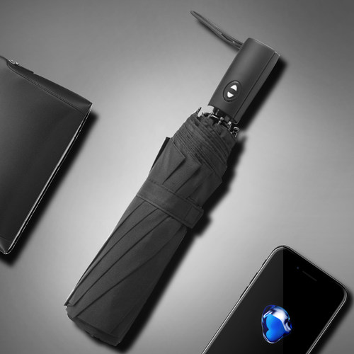 雨伞男女三折叠雨用结实全自动男小巧防风便携纯黑色加厚折叠超大