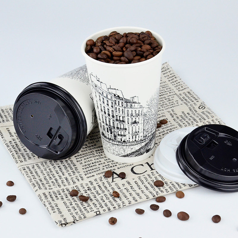 一次性奶茶杯咖啡纸杯果汁冷热饮料双淋膜500ml素描杯子700ml定制