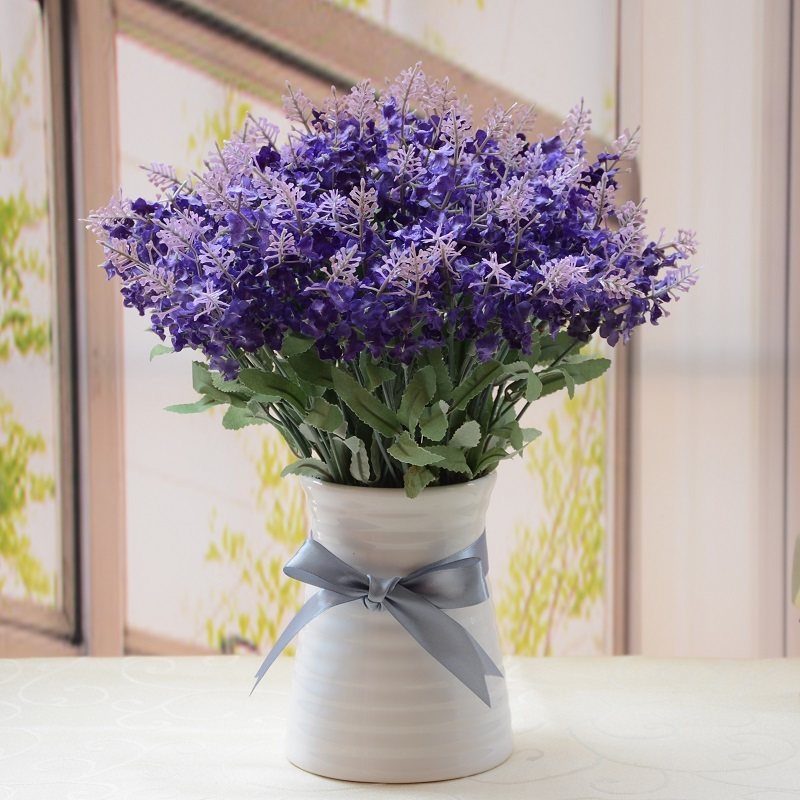 仿真束假花浪漫薰衣草塑料干花室内装饰花花盆绢花卉桌面盆栽摆设
