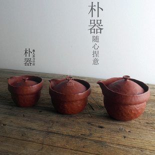 高沿防烫出水好 紫砂盖碗 原矿朱泥 手抓壶泡茶家用 全纯手工手捏