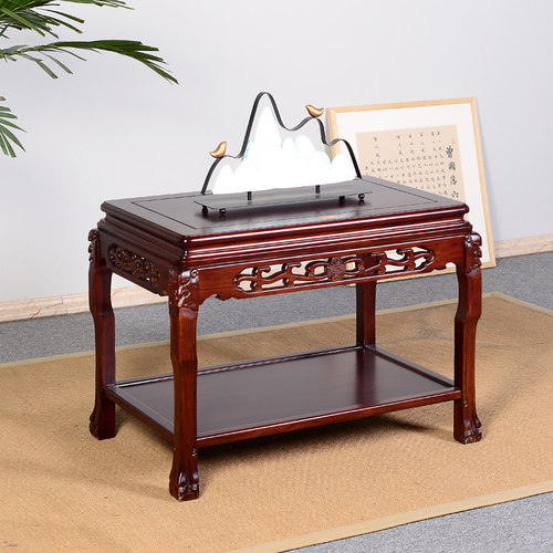 承重中式长方形茶几角几实木边桌沙发边几鱼缸架盆景奇石桌