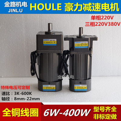 HOULE豪力小型齿轮减速电机6W-400W交流定速220V380V低速马达正反
