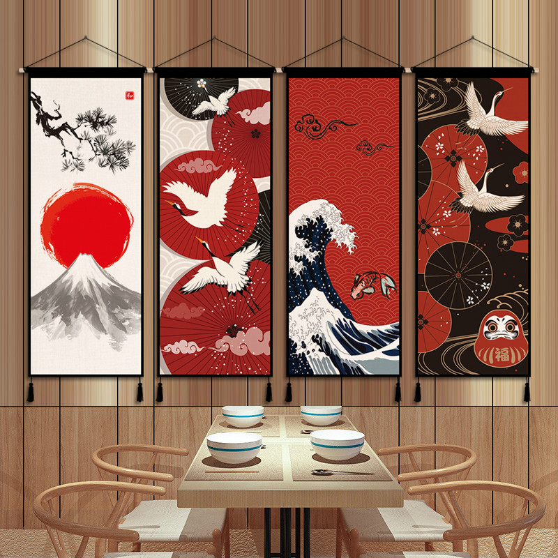 日式挂旗挂毯料理店布艺挂画客厅玄关H装饰画寿司店居酒屋民宿挂图片