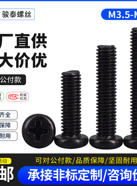 M35 M4M5M6黑色圆头十字槽螺丝钉盘头机螺钉发黑螺丝电子小螺丝
