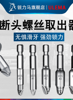 断头螺丝取出器修滑丝滑牙取螺丝拆除工具起子双头断丝取丝器套装