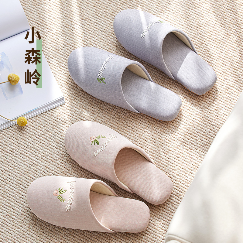 棉拖鞋地板女春秋家居室内软底情侣布底家用月子鞋防滑静音男无声
