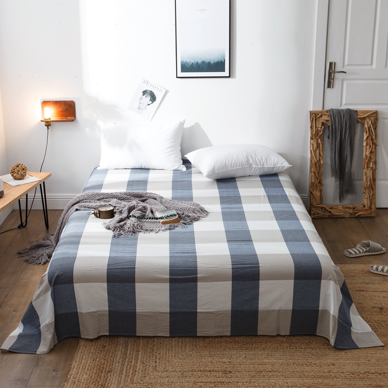 全棉水洗棉床单单件素色条格学生宿舍单人被单1.2/1.5/1.8米床罩