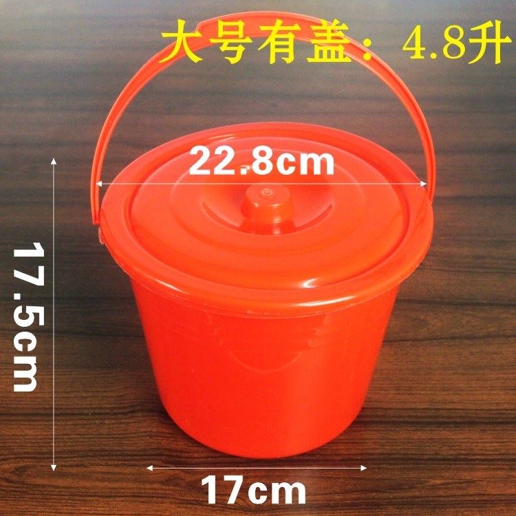红色油漆桶小红桶塑料小水桶小有提手桶子画画塑胶绘画轻巧2l加厚