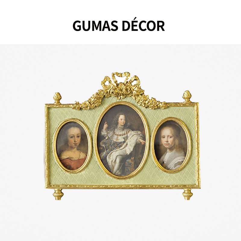 GUMAS家居出口品质欧式复古三联相框可挂墙Vintage小摆件摆台画框