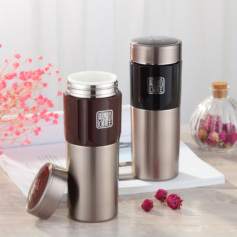 陶瓷保温杯骨瓷内胆不锈钢时尚男女士泡茶杯车载便携水杯子