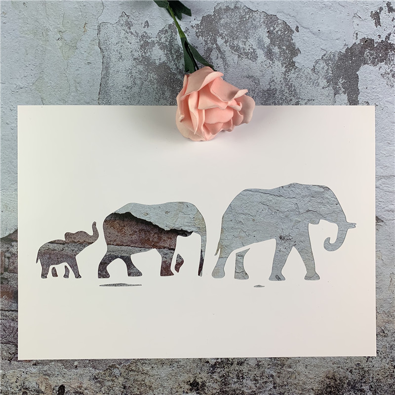 大象 黑板漆喷绘手绘DIY镂空模板街头喷漆卡通图案遮蔽板涂色工具