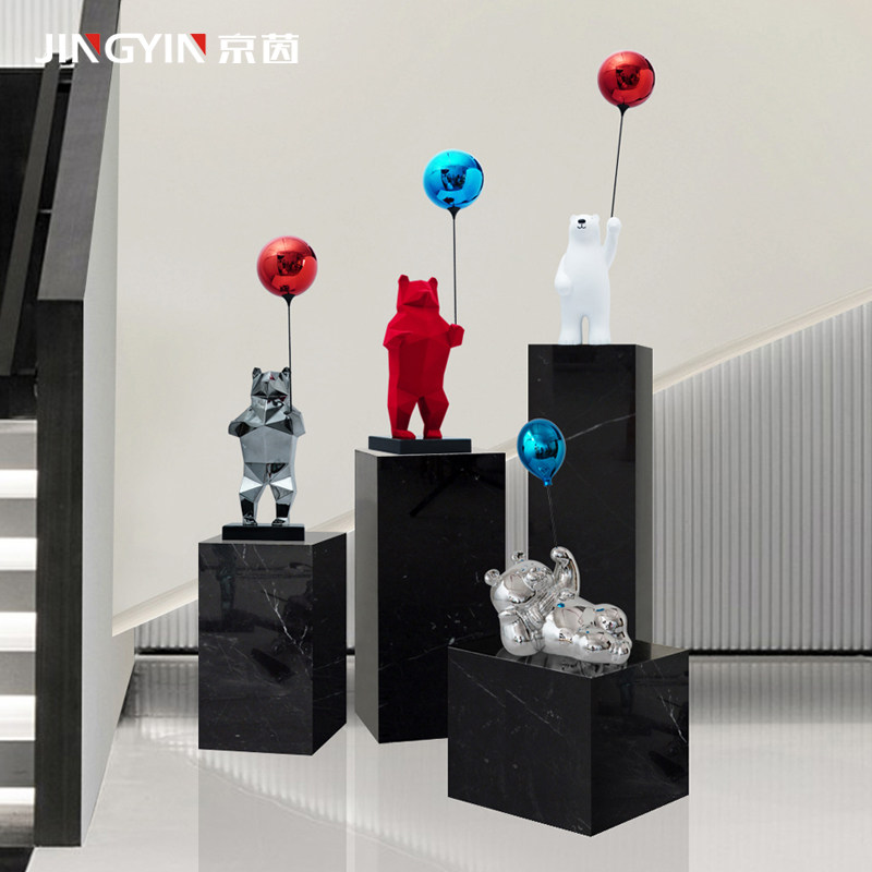 网红卡通雕塑艺术品样板间儿x童房可爱装饰商场展厅气球熊公仔摆