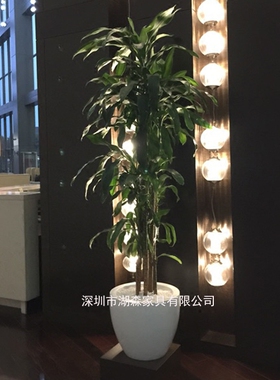 户外白色玻璃钢花器商场防水绿植花缸摆件简约现代树脂落地大花盆