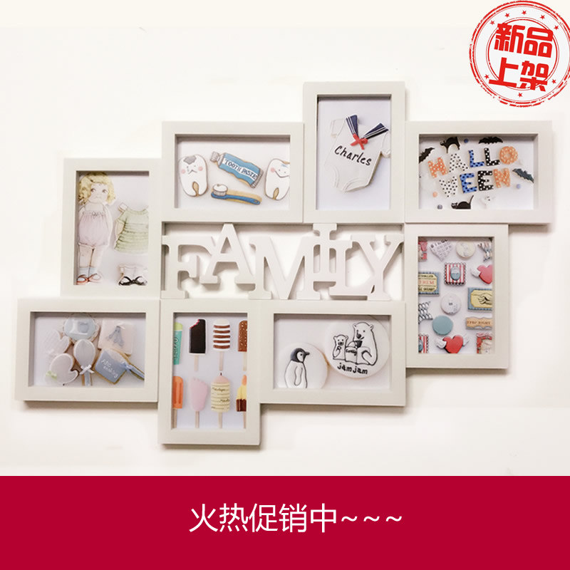 照片墙欧式相框墙创意过道餐厅玄关装饰6寸相框组合美式相片墙