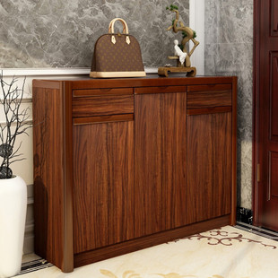 新中式鞋柜c实木家用木质大容量玄关柜简易鞋橱储物柜简约现代门