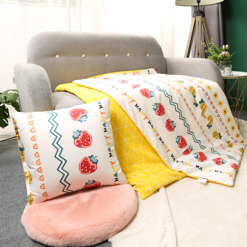 抱枕被两用靠垫被 加厚棉絮办公室午睡折叠儿童被 拆洗棉花被