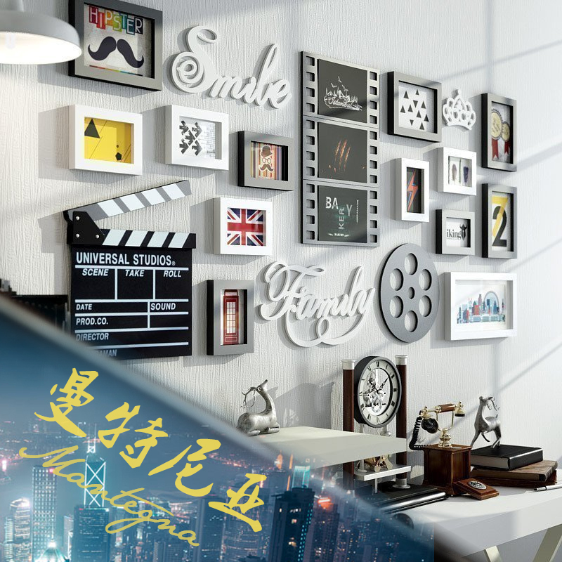 欧式复古怀旧创意个性照片墙组合相片酒吧咖啡馆客厅餐厅墙面装饰