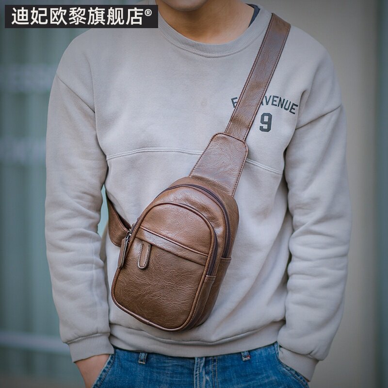 夏季青年男士胸包2019新款潮迷你斜跨防水软皮Q小号单肩包韩版百