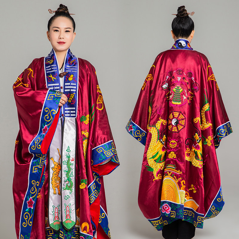 道士服八卦经衣g法师戏袍双单层绸缎刺绣角色扮演服装道袍2021夏