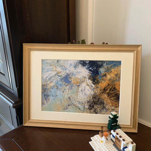 a4画框装裱实木j定制原木色框8开卡纸版画素描裱框简约A3相框挂墙