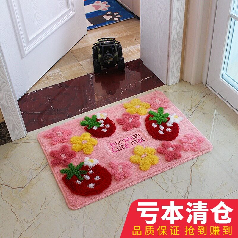 韩式可爱卧室门口地垫浴室吸水门垫家用进门防滑脚V垫子床边地毯