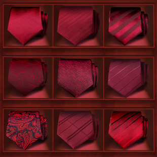 红色结婚领带男拉链式正装商务新郎伴郎婚礼一拉得免打结懒人手打