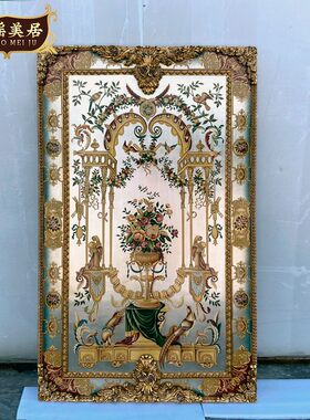 法式宫廷木板画门厅金箔s雕花手绘玄关装饰画欧式奢华别墅壁画挂