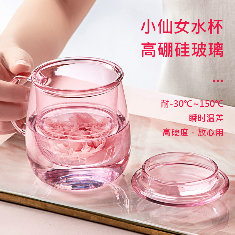 忆壶茶玻璃杯女茶水分离过滤杯带把手耐热高温办公V室家用喝水杯