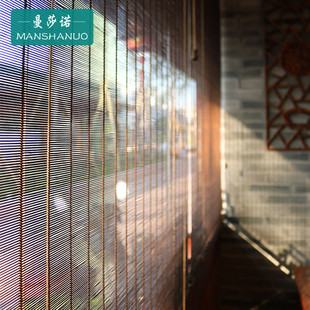 茶室禅B意装 中国风竹帘窗帘卷帘新中式 饰隔断阳台复古透景遮阳拉
