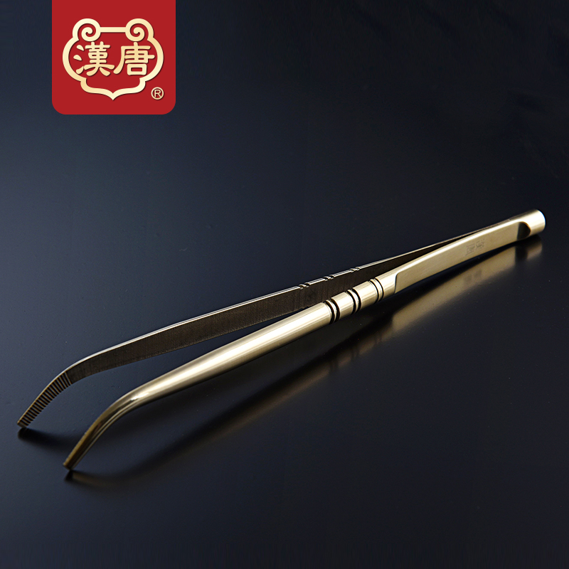 汉唐铜茶夹 茶镊子茶杯夹子防滑茶具配件功夫茶道零配茶道六君子