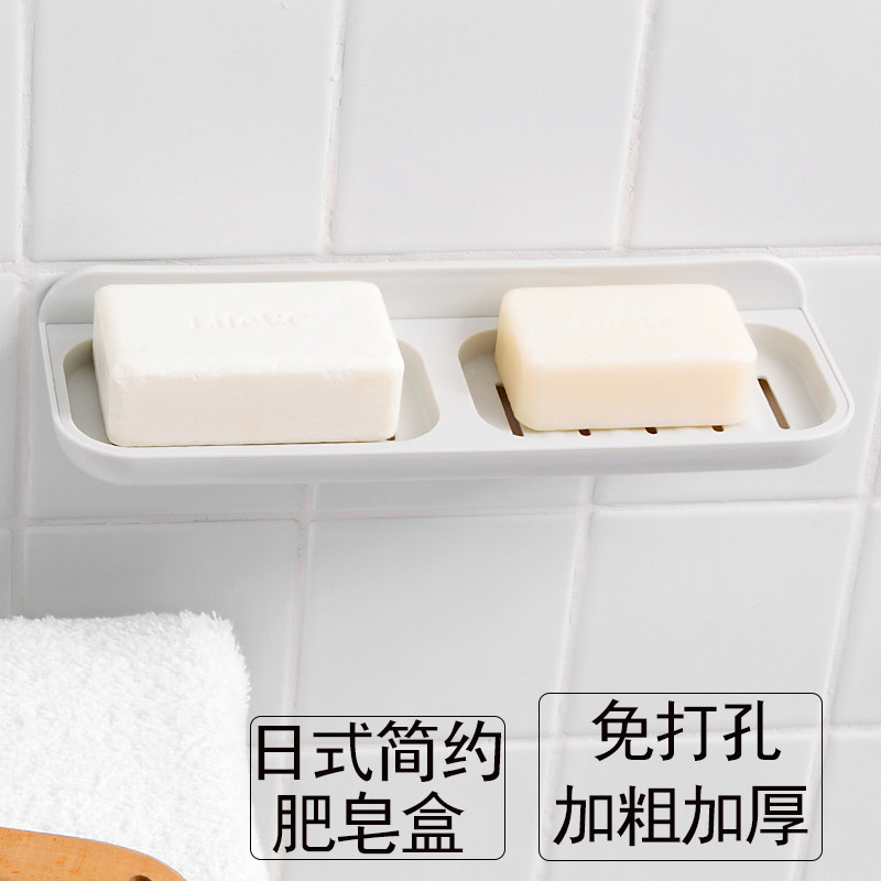 强力粘墙肥皂盒壁挂吸壁免打防水香皂盒沥水层创意皂碟