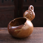 烟灰缸创意复古个性 烟缸带盖 水晶玻璃客厅办公室ktv大号陶瓷时尚