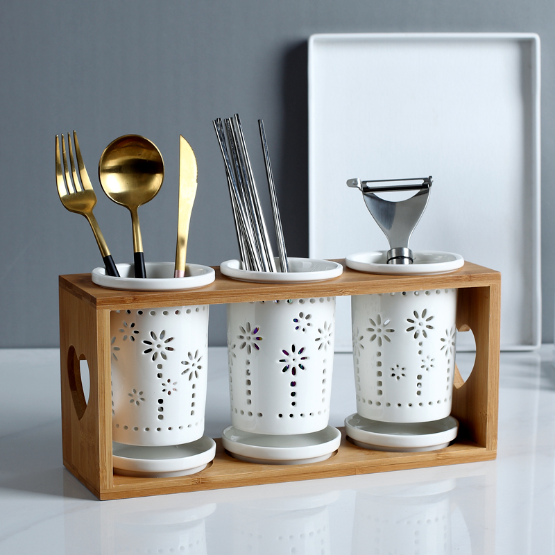 北欧风陶瓷筷子筒筷架沥水防霉家用盒餐具K筷笼收纳盒筷子篓置物