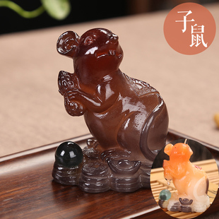 12十二生肖属相小老鼠变色茶宠摆件精品功夫茶具茶盘创意茶玩可养