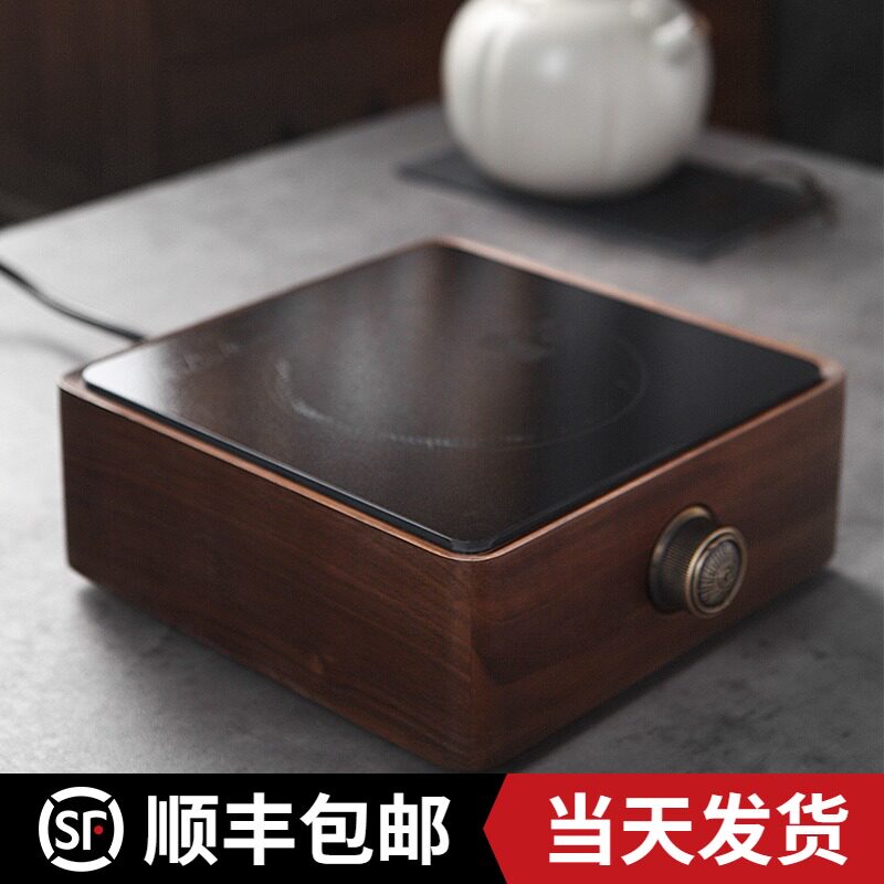实木电陶炉烧水炉家用茶炉静音大功率耐高温煮茶器玻X璃铜陶壶专