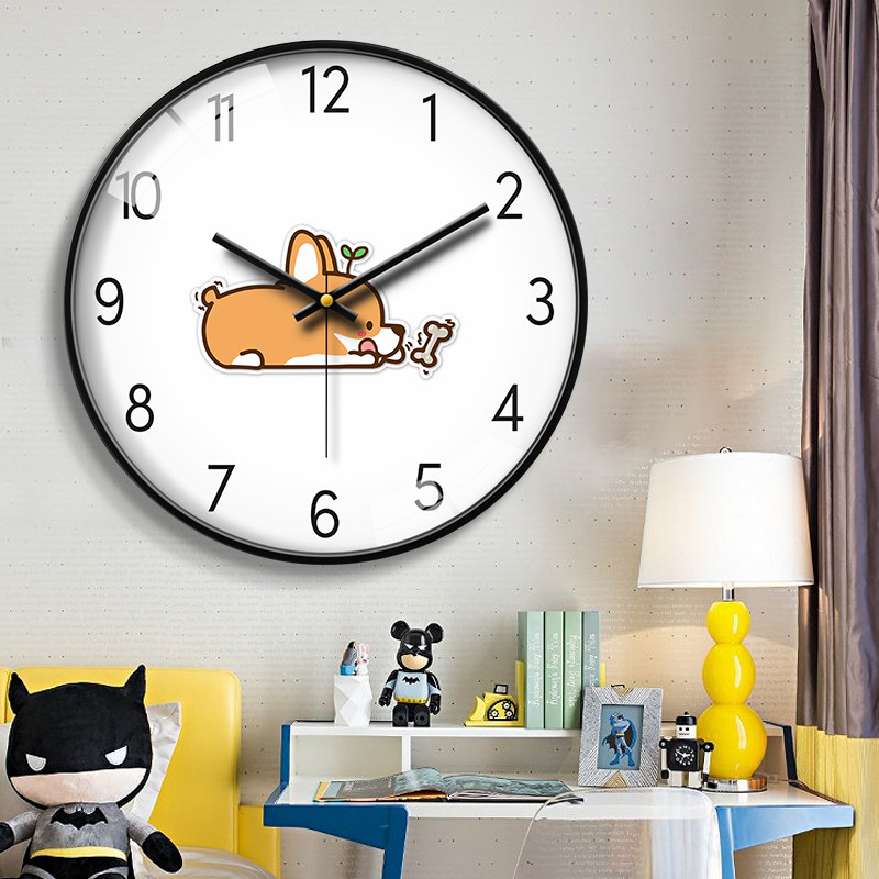 卡通可爱儿童房挂钟客厅卧室创意简约静音钟表时钟挂表挂墙幼儿园