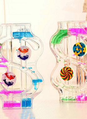 双色海豚笑脸计时油滴沙漏创意转轮液体摆件儿童小孩玩具生日礼物