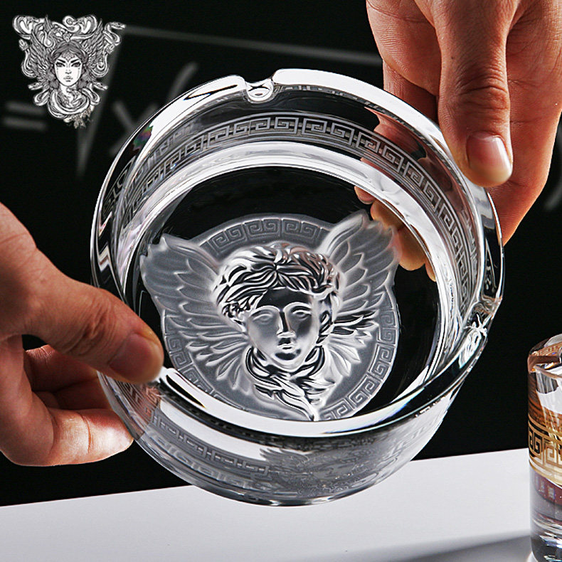 欧式创意水晶玻璃烟灰缸家用大小号烟碟个性客厅办公室雪茄烟缸