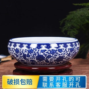 水浅花盆大号景德镇陶瓷碗莲睡莲盆水培绿植水仙盆养一叶莲绿萝盆