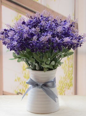 紫色仿真花假花薰衣草塑料干花室内装饰花花盆绢花卉桌面盆栽摆设
