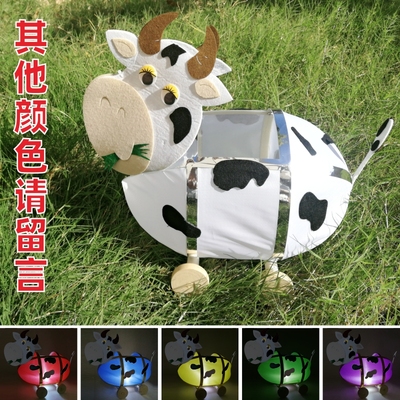 卡通牛灯笼兔子灯初生牛犊灯牛气冲天斗牛灯春节元宵手工花灯成品