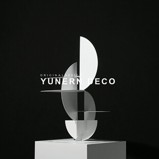 简约现代金属抽象几何摆件酒店玄关售楼处展厅样板房间软装 饰品