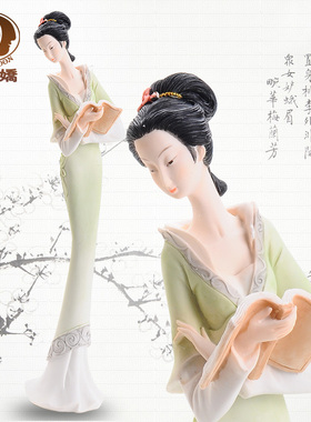 树脂新古典仕女摆件创意客厅装饰品摆设家居人物工艺品电视柜摆件