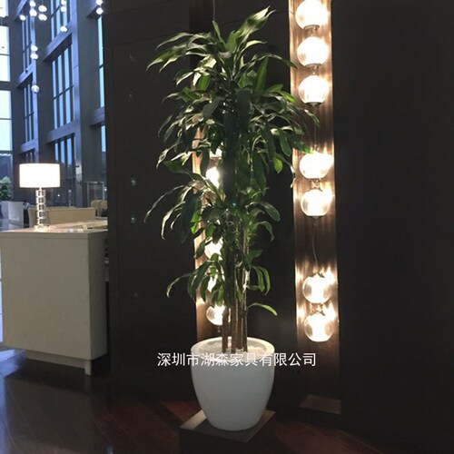 户外白色玻璃钢花器商场防水绿植花缸摆件简约现代树脂落地大花盆