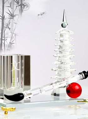 水晶文昌塔笔筒摆件九层办公桌装饰品工艺品摆设