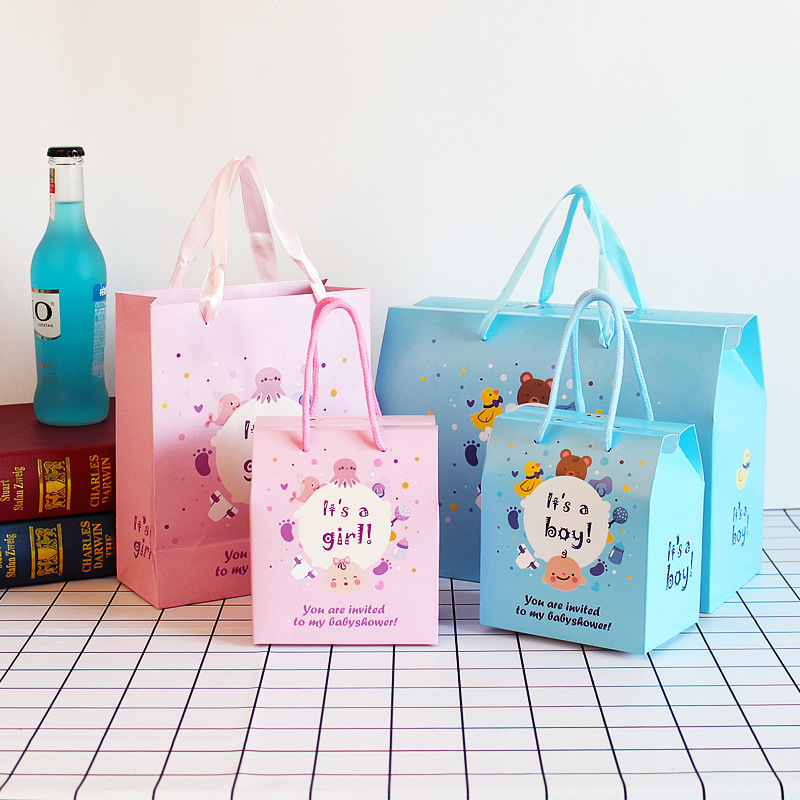 儿童月饼宝宝满月酒喜蛋回礼糖果礼盒手提袋生日出生空纸喜糖盒子