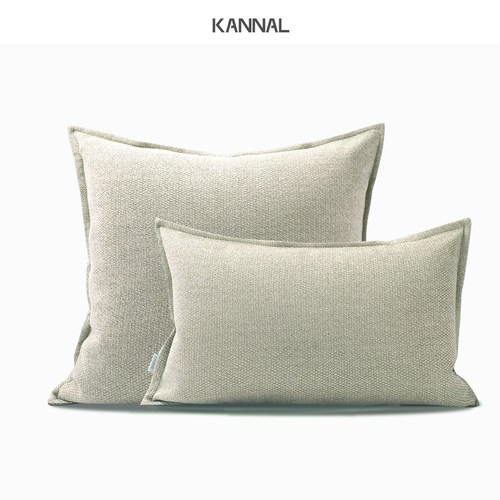 暖灰现代简约米灰色大象灰靠包棉粗麻抱枕沙发靠枕样板间腰枕