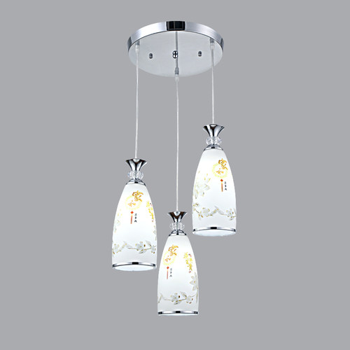 玻璃餐厅吊灯三头l创意个性工业风吧台餐厅灯简约现代LED餐吊灯具